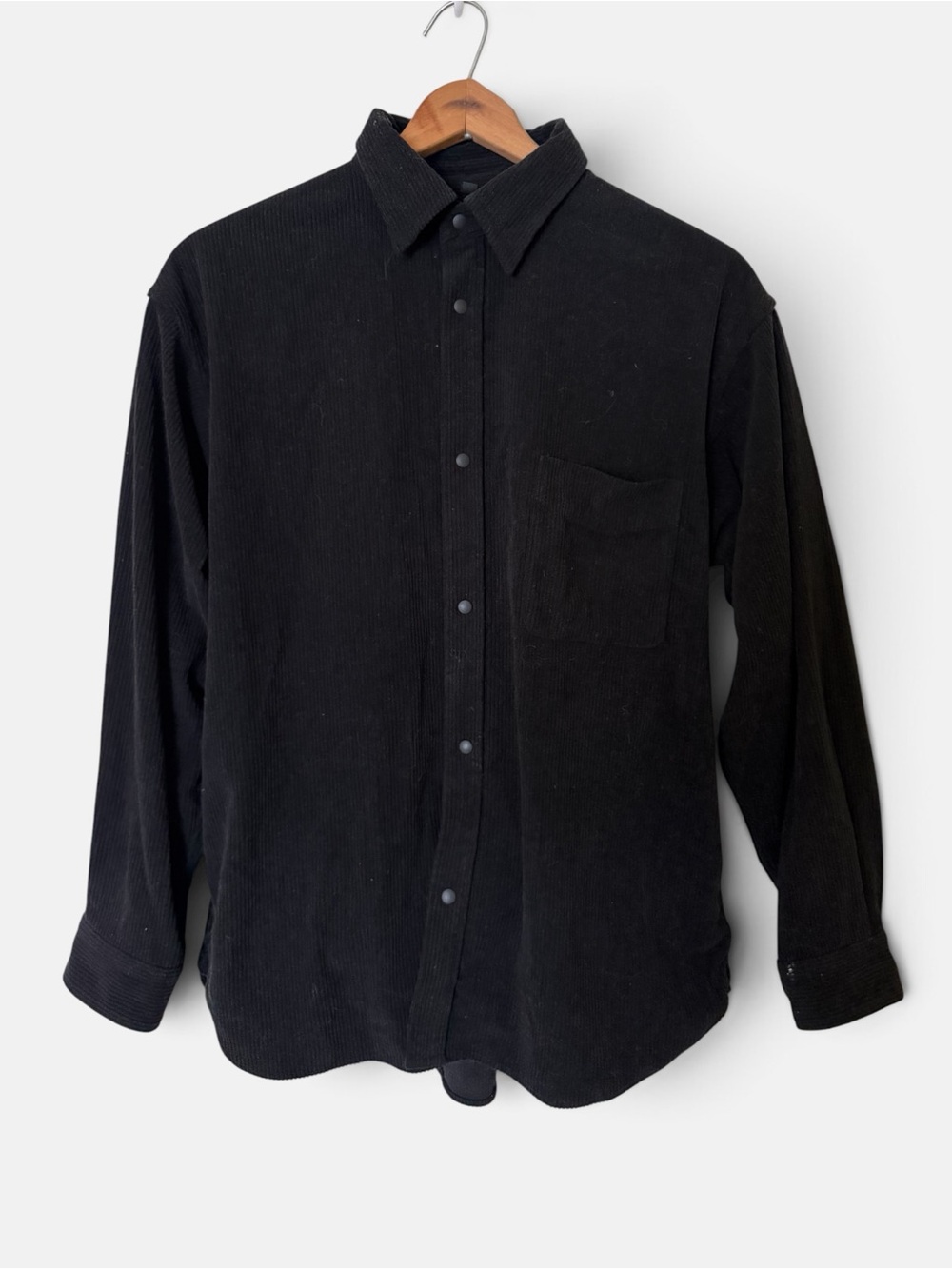 Muji Black Corduroy Button Up Shirt Jacket Size M